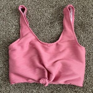 Coral Reef Pink Ribbed Bikini Top